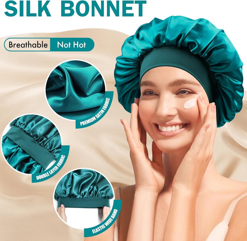 Doitory Store Satin Silk Bonnet for Sleeping, Double Layer Silk Sleep Cap for Men & Women, Soft Satin Lined Bonnet for Curly Hair - Image 3